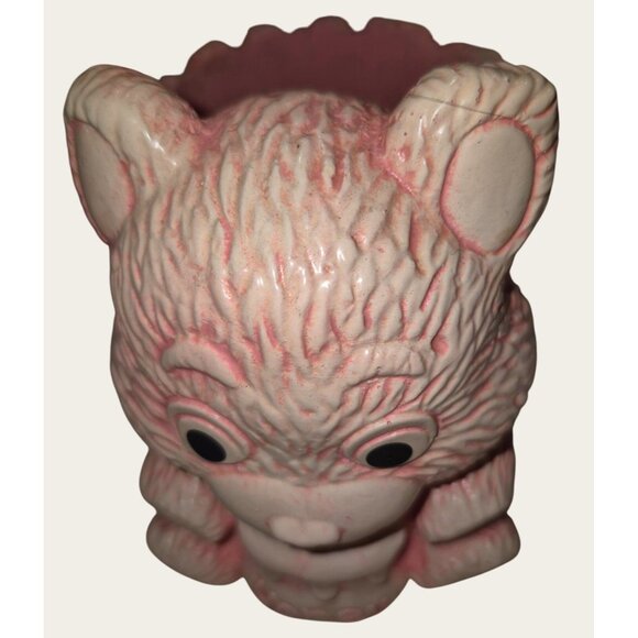 Vintage Ceramic Pink Bear Planter With Honey Pot Design - Picture 3 of 9